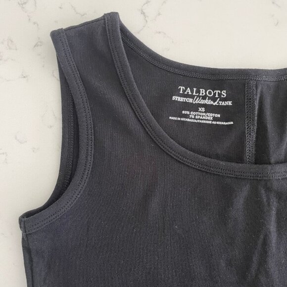 Talbots Stretch Weekend Tank Top Cotton Spandex Blend Neutral Black Sz XS - Picture 3 of 8